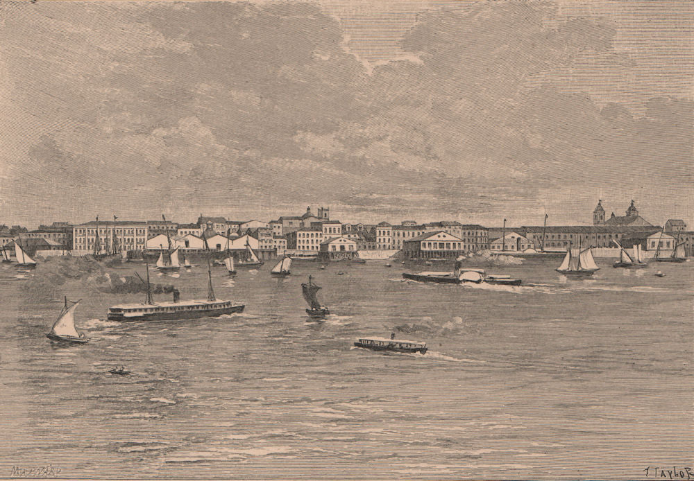 Para (Belem) - View from the river. Brazil. Amazonia 1885 old antique print